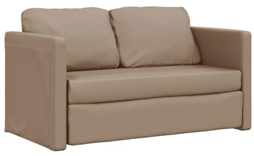 Hommdiy Bodensofa mit Schlaffunktion,klappcouch mit schlaffunktion,Cappuccino-Braun 112x174x58 cm Kunstleder