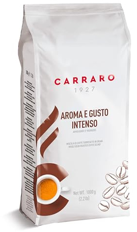 Carraro 1927 Aroma e Gusto Intenso Coffee Beans 1kg, Dark Roast | Intensity 10/10, 100% Robusta, Made in Italy