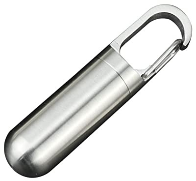 Generic Mini Portable Pill Case Keychain, Stainless Steel Medicine Container for Outdoor Travel