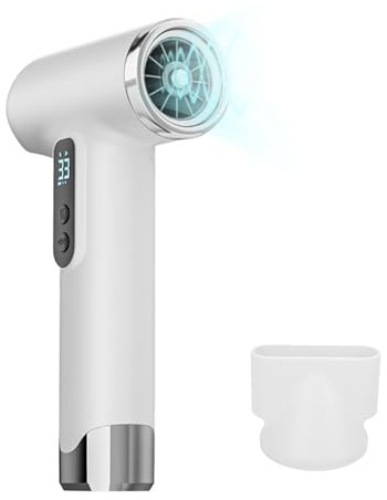 Asciugacapelli, Asciugacapelli Portatile Ricaricabile da 100000 Giri/min, Asciugacapelli da 200 W Ad Asciugatura Rapida con Ugello per Viaggi a Casa All'Aperto (WHITE)
