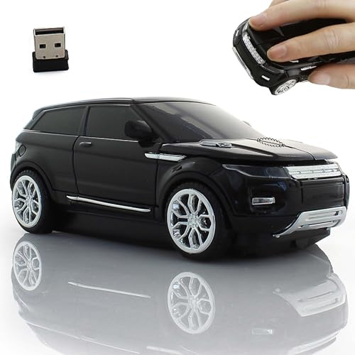2.4G Wireless Car Mouse Cool SUV Shape with Headlight,Silent Portable Ergonomic Optical Cordless Car Mouse with 2.4G USB Receiver,for Computer Laptop PC,Travel Office Home,Gift for Family Friend-Black