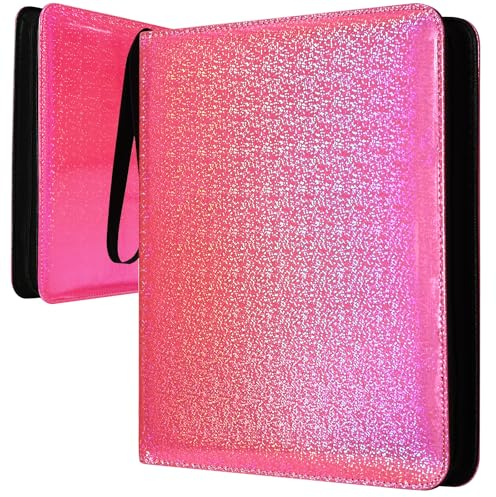 Dosanlues 9 Pocket Card Binder - 1080 Double Sided Pocket PU Premium Zip Trading Card Binder Collectible Card Albums for MTG, TCG, Sports Cards, Game Cards - Bling Pink