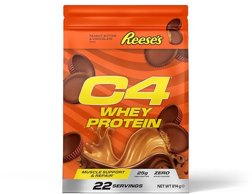 Cellucor C4 Whey Protein Powder, Reese's Peanut Butter & Chocolate, 25g Protein, Low Sugar, Post-Workout Recovery, 22 Servings