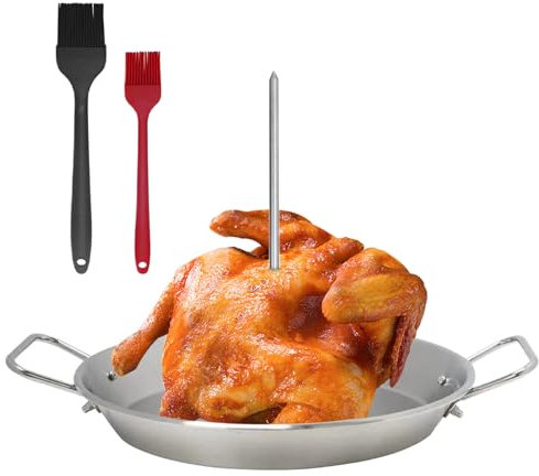 Brochette verticale en acier inoxydable | Bourse de brochette grill pour le four, porte-support de kebab de four sans d'égouttement, support de broche verticale brésilienne avec 3 pointes amovi