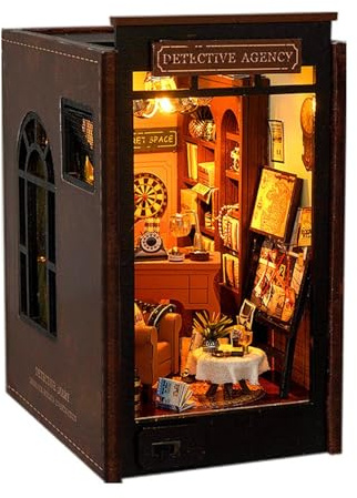 de Madera de Invernadero - Miniatura Book Corner, Kit de Esquina de Libro en Miniatura de Madera | Decoración Artesanal con Muebles Finos para Dormitorio de casa, Dormitorio Po