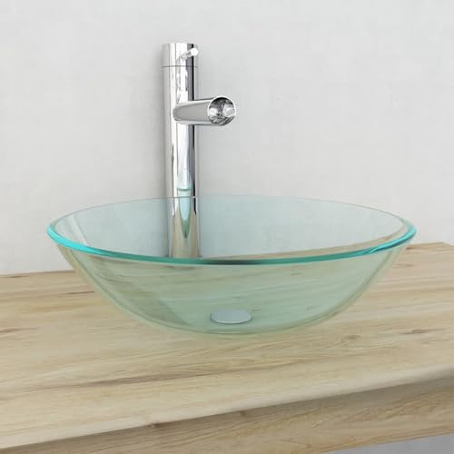 Gecheer Waschbecken aus gehärtetem Glas, transparent, 42 cm