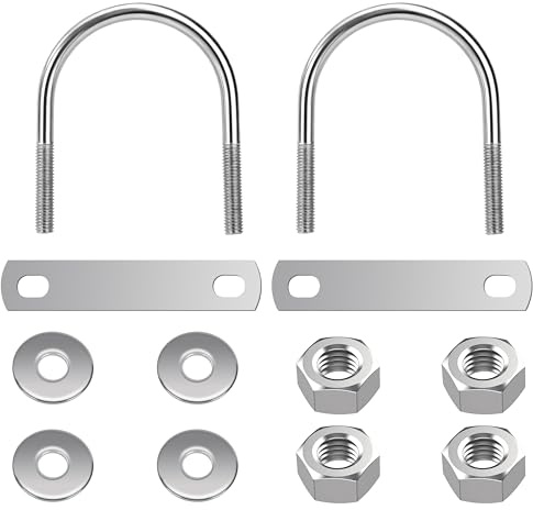 Tunejoy Perno en U Redondo M8 Pernos en U de Acero Inoxidable para Fijación de Tubería Interno Ancho: 63mm Altura: 90mm 2 Piezas