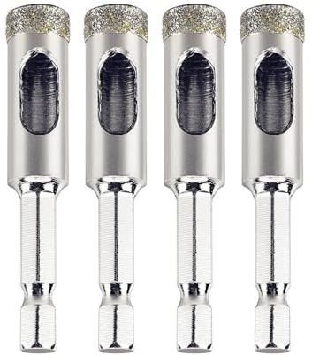 4-Pack 3/8 (10mm) Diamond Tile Hole Saw Pilot Bit Drill Bits for Ceramics, Flower Pots, Glass, Stone, Porcelain Tile, Granite and Marble Wet Use