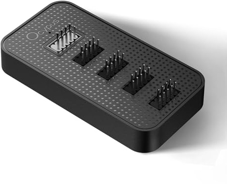 Ocypus Delta EU04 BK Interner USB-Hub,4× USB 2.0 via 9-Pin-MB,SATA-Power | Magnetisches Gehäuse und 3M Dual Lock-Klebebänder,Ultrakompakt,Plug-and-Play