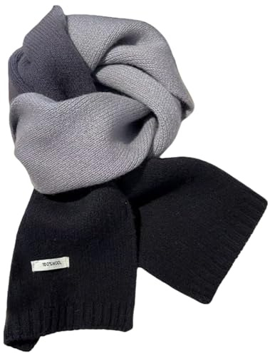 Generisch Damen Winterschal Wollschal Farbverlauf Strickschal - 100% Wolle - Weiche Warm Kaschmir Schal Herbst Winter Halswärmer Gestrickter Halsschal, 160 x 20 cm
