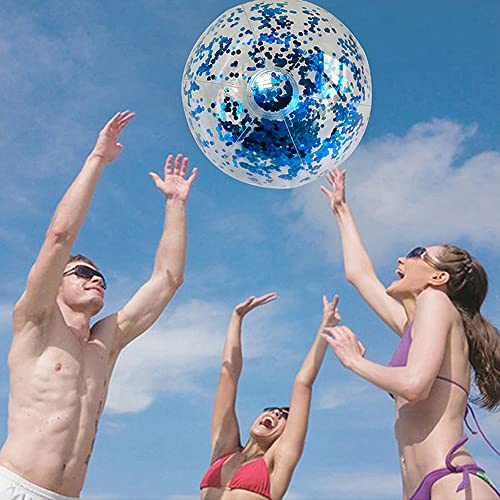Annadue Iriserande Genomskinlig Badboll, 16 Tums Uppblåsbar Leksak med Vackra Paljetter för Poolaktiviteter, Vattentätt PVC-material