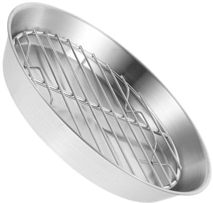 GETAJGHSD Plat à Rôtir en Acier Inoxydable 24 CM avec Grille de Filtration et Égouttoir Multifonction pour Cuisson Saine en Extérieur Camping et Barbecue