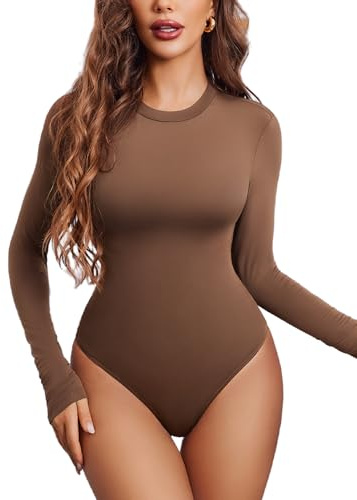 Avidlove Women Bodysuit Long Sleeves Body Suit Casual Slimming Stretch | With Snap Crotch,Crew Neck,Everyday,Basic,Comfort Soft,Stylish Versatile