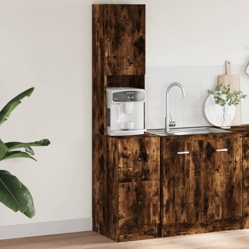 Teenpull Smoking Kitchen Cabinet, 35 x 50 x 180 cm, Sturdy Kitchen Cabinet with Large Storage Space, Versatile Buffet Cabinet for Kitchen and Dining Room
