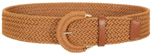 VONMELLI Rattan-Flechtgürtel für Damen Breiter Gürtel Damen füR Kleider Modischer Geflochtener TaillengüRtel Stroh-Raffia-Boho-GüRtel Braun S füR Jeans