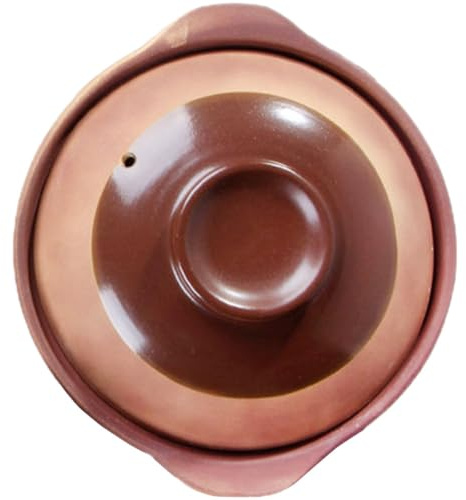 SEWACC Casserole en Terre Cuite 900 Ml Ø 24 Cm sans Émail, Cocotte Résistante Haute Température pour Cuisson au Feu Vif, Pot à Ragoût en Argile Traditionnel, Ustensile la Cuisine