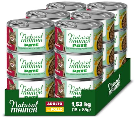 Natural Trainer - Comida húmeda para Gatos, Patas, Pollo, 18 x 85 g