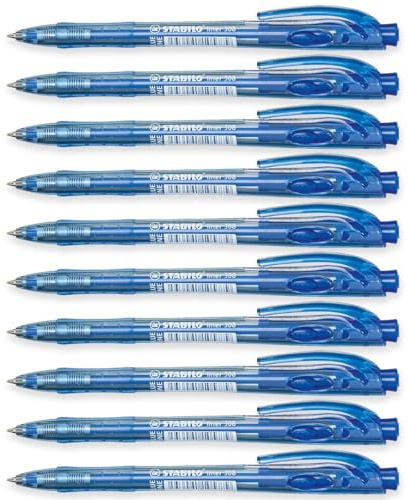 STABILO Liner Druckkugelschreiber, fein, 10 Stück, Blau