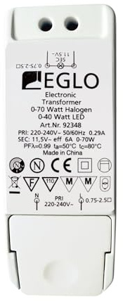 EGLO Trafo, Halogen-LED-Trafo, Transformator für LED: 0-40 Watt, Halogen: 0-70 Watt, Treiber dimmbar