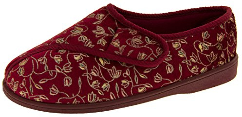 Footwear Studio Womens Burgundy - Wine Diabetic Slippers, Burgundy - Wine, 7 UK