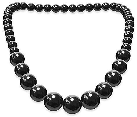 Soul-Cats Perlenkette Acryl rot schwarz weiß Perlen Halskette Kette, Farbe: Schwarz