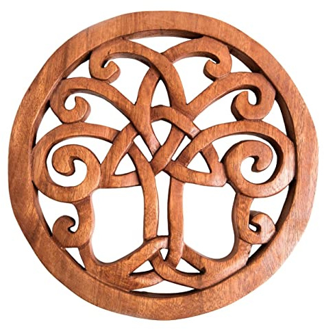 Windalf Baum des Lebens Wanddeko 22 cm Durchmesser Holz | Lebensbaum Wandbild, Rustikale Spirituelle Holz Deko, Celtic Tree of Life