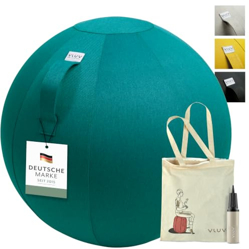 VLUV® BOL LEIV Sitzball Büro ergonomisch - Gymnastikball mit Stoffbezug & Wegrollschutz - Bürostuhl Alternative für Home Office, Rücken Training & Schwangerschaft