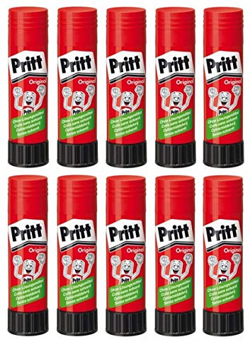 Pritt Klebestift, transparent, auswaschbar, ablösbar, ohne Lösungsmittel (10 Stück, 22g)