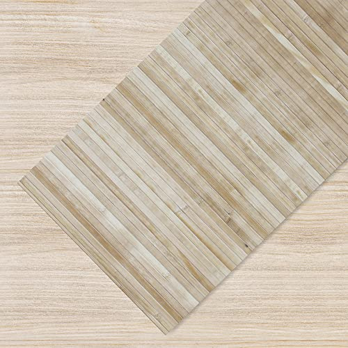 IlGruppone Tappeto Passatoia In Vero Bamboo Tappeto Cucina Ingresso In Legno Antiscivolo Aderente Lavabile E Antimacchia Tagliabile - Naturale - 50x200 cm