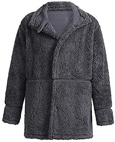 WMOFC Herren Vintage-Schaffell-Lederjacke Shearling Kaschmir Faux Lammfell-Jacken-Kaschmir-Wolle-Schaffell-Mantel,04,XXL