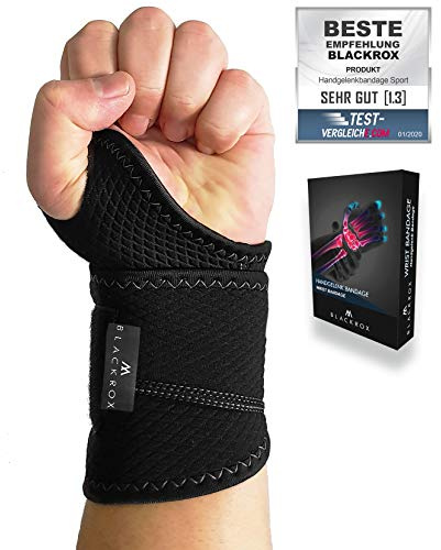 BLACKROX Handledsbandage fitness, handled bandage crossfit, handbandage handbandage kraftsport, handledsstöd vänster och höger andas, krafttraining, bodybuilding (svart)