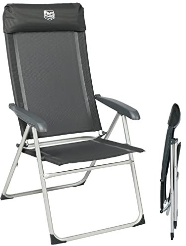 TIMBER RIDGE Campingstuhl Faltbar | Klappstuhl mit Hoher Lehne | Gartenliege 7 Positionen verstellbar | Belastbar 150 KG Grau, für Camping, Garten, Balkon, Büro (1, Schwarz1, XL)