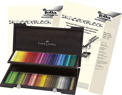 Faber-Castell Farbstifte Polychromos 120er Holzkoffer und Skizzenblöcke A3