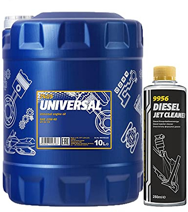 MANNOL 10l, Universal 15W-40 API SG/CD + Diesel Jet Cleaner Düsenreiniger - Kraftstoff Additiv 250 ml