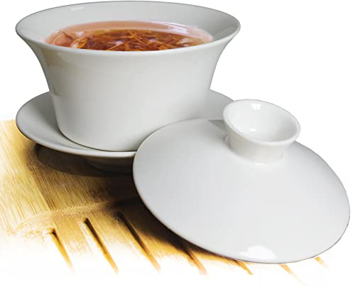 Jade Lee Gaiwan Porzellan-Teetasse, weißes Kung-Fu-Teeservice-Set für Zuhause, Büro, Dekoration (200 ml)