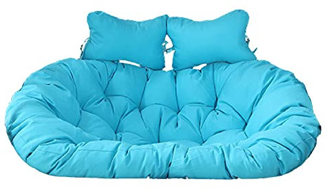 Yadlan Kissen FüR HäNgesessel Twin, HäNgesessel Kissenbezug, 2 Personen Kissen für HäNgekorb Outdoor Wasserdicht SonnenbestäNdig, Doppelt XXL Sitzkissen für Relax HäNgestuhl Garten Blau