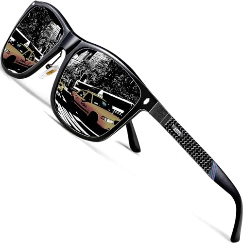 ATTCL Herren Sonnenbrille Sport Polarisierte Fahr Angeln Golf Sportbrille UV400 Schutz (schwarzer Rahmen+schwarzes Objektiv/nicht gespiegelt)