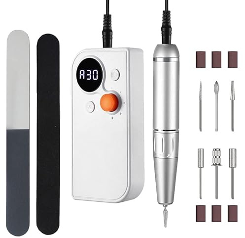 Lima per unghie elettrica professionale trapano per unghie, trapano per unghie portatile, chiodo acrilico, 30000 giri/min velocità regolabile, set di pedicure per manicure elettrico (bianco)