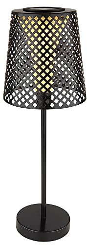 LED Solar Tischleuchte Garten Solartischlampe für Außen Balkon Solar Tischlampe Metall, schwarz, Lichteffekt, 1x LED 3000K, DxH 18x50cm