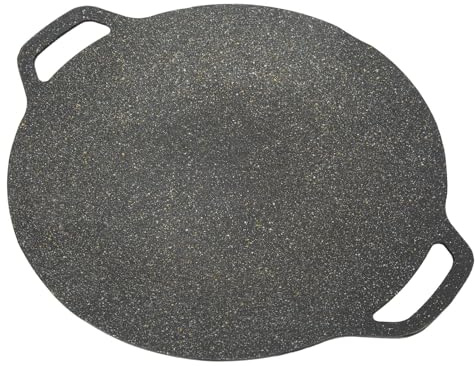 Atyhao Runde BBQ-Grillplatte mit 6-lagiger Beschichtung, Koreanischer Gerippte Textur für Camping (38cm)