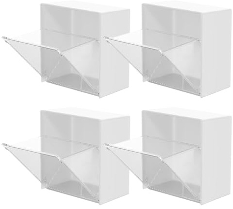 Alipis Wandorganizer Kosmetik Aufbewahrungsbox Mit Deckel Für Wattestäbchen Wandmontierte Lagerung Für Make-up-Organizer Gesichtsbürsten Haarbänder Und Kleine Bad- Oder Büroartikel 4 Stück