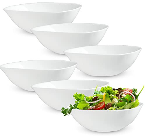 KADAX Saladier en verre blanc, ensemble de 3 bols carrés blancs en verre, bols à céréales adaptés au micro-ondes, bols de service pour salades, soupes, entrées, fruits (17 cm)