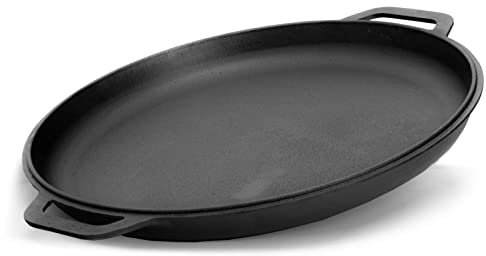 Deckel-Bratpfanne Ø36 cm aus Gusseisen Universaldeckel Gusspfannen Servierpfanne Induktion Gusseiserne Pfanne für Gasgrill, Backofen, Feuerstelle und alle Herdarten