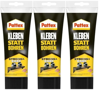Pattex Montagekleber Kleben statt Bohren, starker Kraftkleber für sofortigen Halt, universell einsetzbarer Baukleber, Kleber mit hoher Endfestigkeit, 3 x 250g