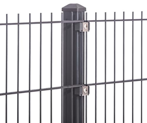Doppelstabmattenzaun 656 Set mit Va Klemmhalter Anthrazit Gartenzaun Neu 7,5m-50m Stabmattenzaun | 10-123 cm