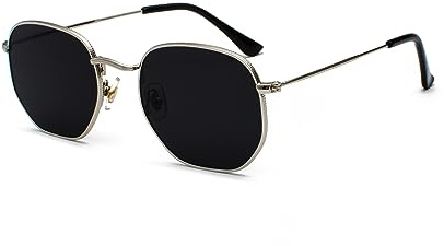 WDZAYXC Mode polygonale Sonnenbrille für Damen und Herren,Leicht Metallrahmen Brille，UV400 Schutz