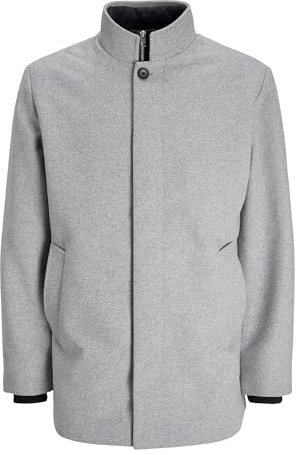 JACK & JONES Abrigo de lana para hombre, gris claro, M