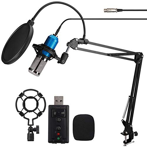 BM800 Black USB Microphone for Recording Live Broadcasting and Singing, Plug and Play with Stable Connection, Cardioid Pickup Mode, Shockproof Frame, Hi-Fi Core Sound Head