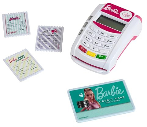 Theo Klein 7335 Barbie-betalterminal I Med ljus och ljud I Inkl. kreditkort med kontaktlös betalningsfunktion I Leksak för barn från 3 år och uppåt