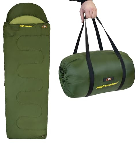 BAT-Tackle Nightwalker Schlafsack - Ideal für Ansitze - Leicht und Warm - Mit Kompressions-Sack